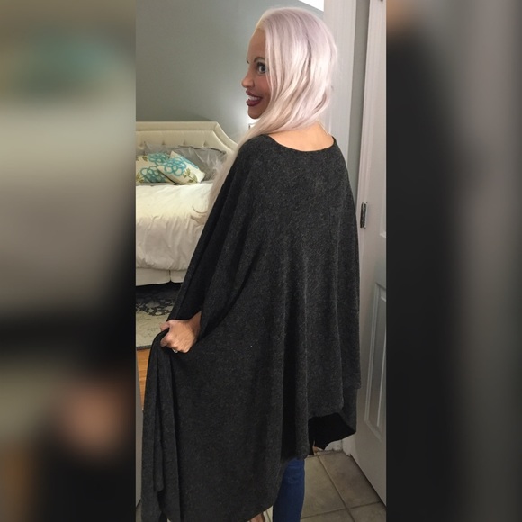 SALE Poncho Style Charcoal Sweater Top - Picture 3 of 3